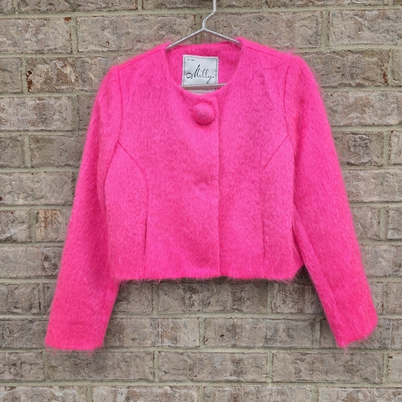 Milly New York Bright Barbie Pink Mohair Wool 3/4 sleeve Jacket Coat Blazer Sz.4 - Picture 15 of 15